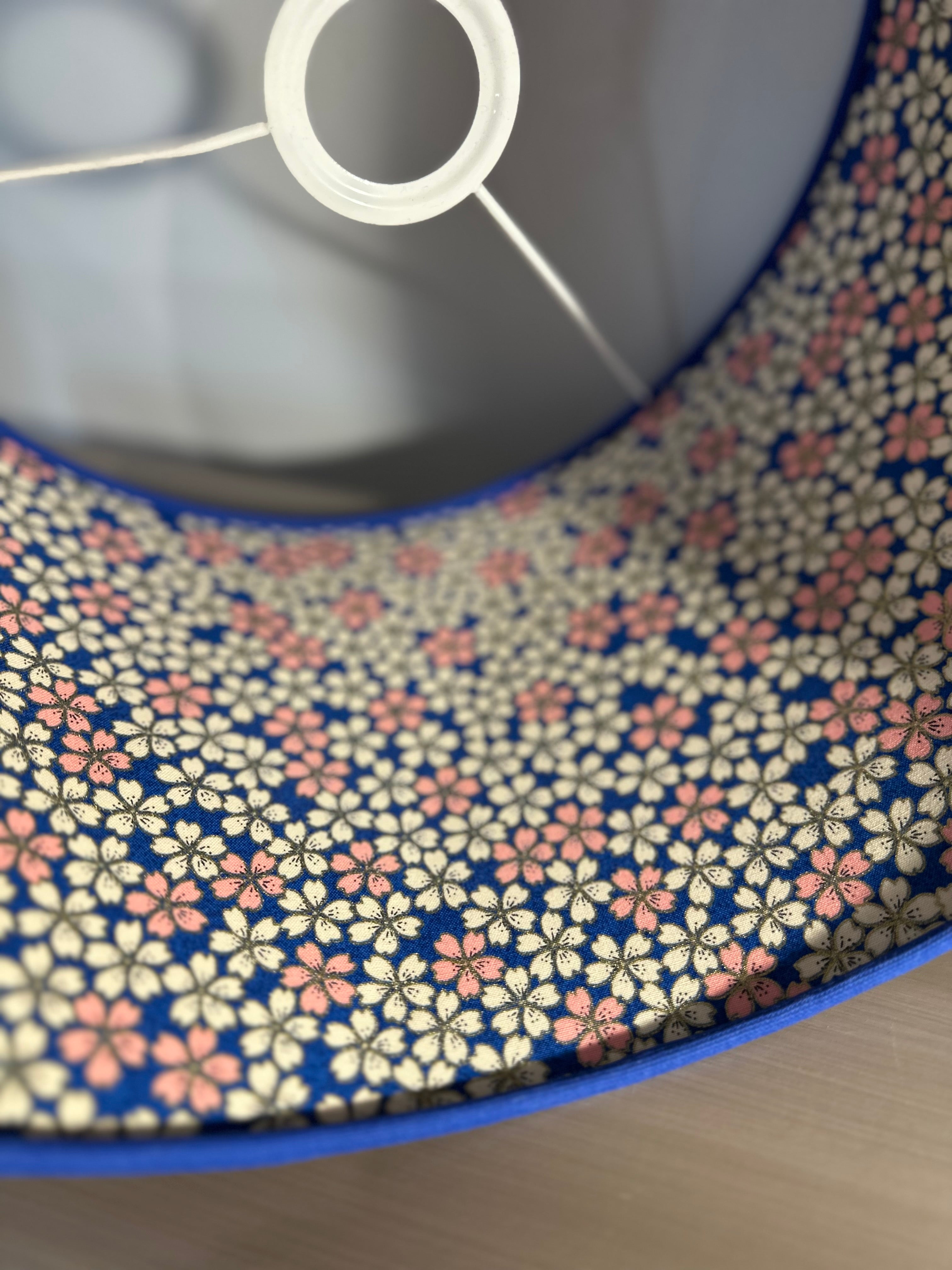 Osaka double side Floral Blue Drum lampshade