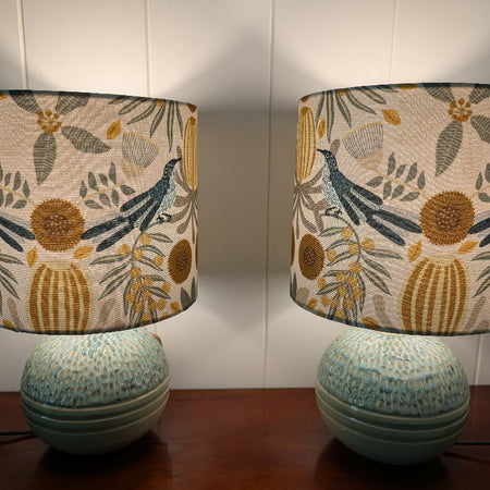 Ceramic Lamps with Jocelyn Proust Fabric Shades - Pair