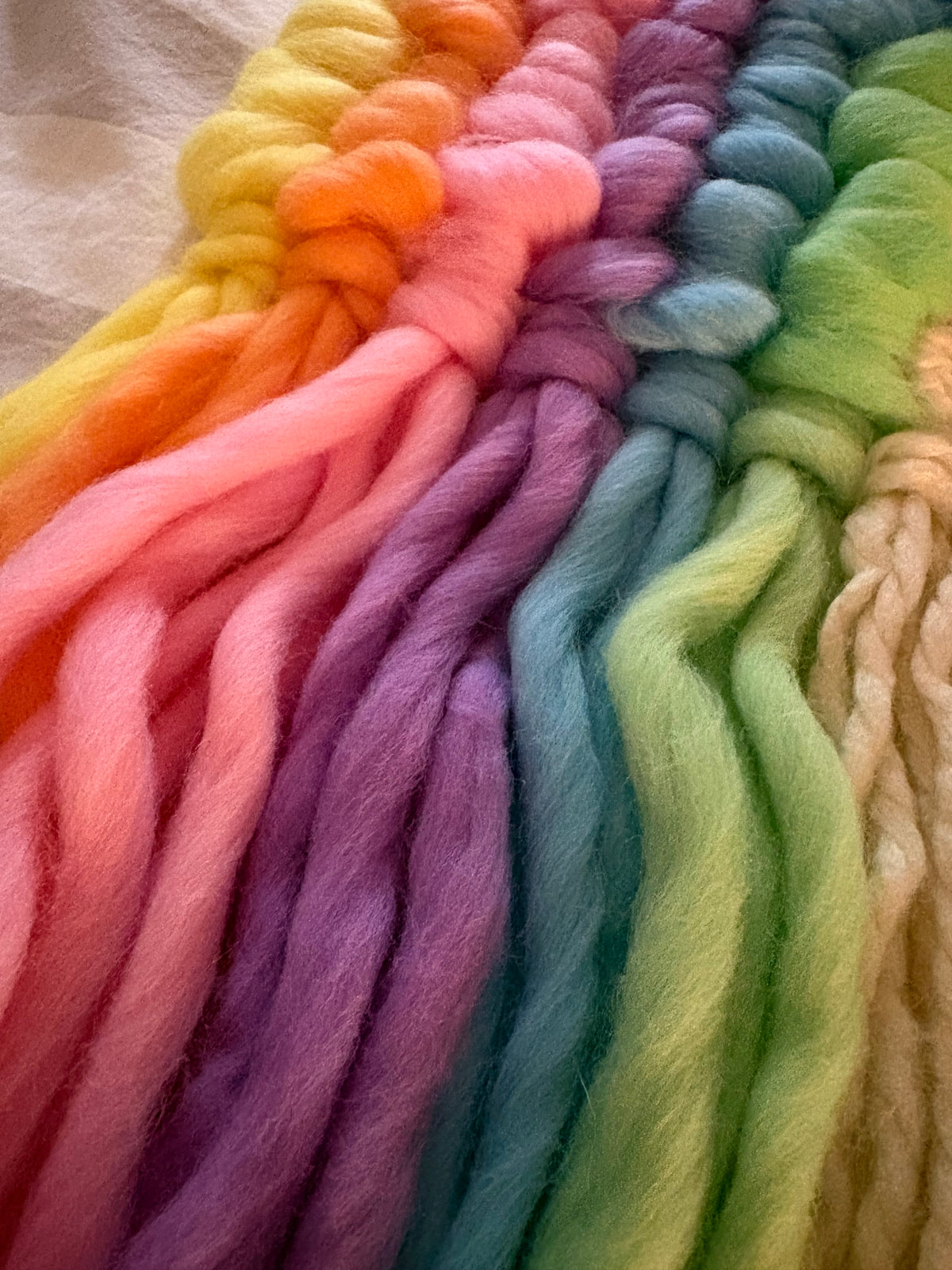 Rainbow textured handwoven wall hanging