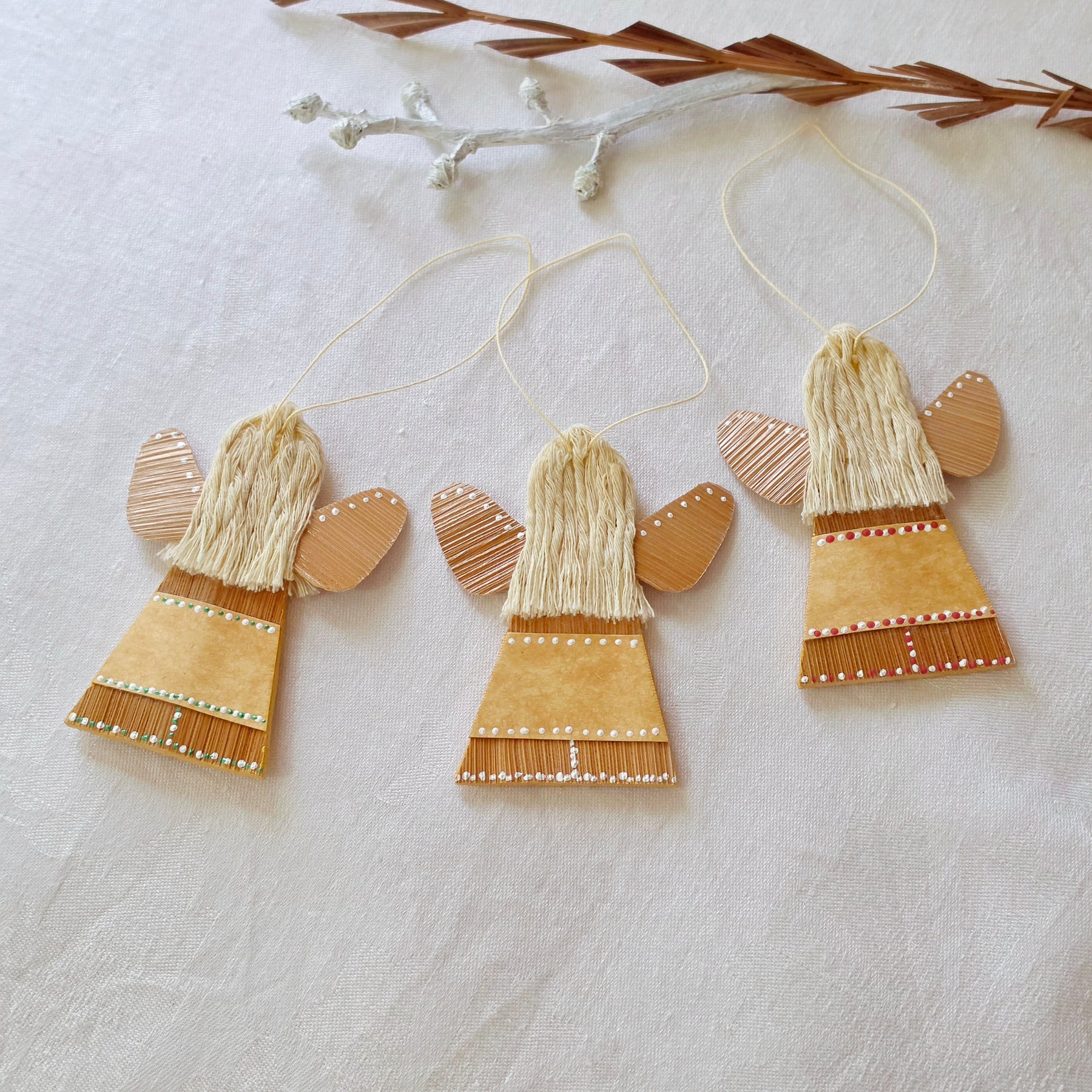 Hello - Palm Angel Christmas Ornament, Set of three