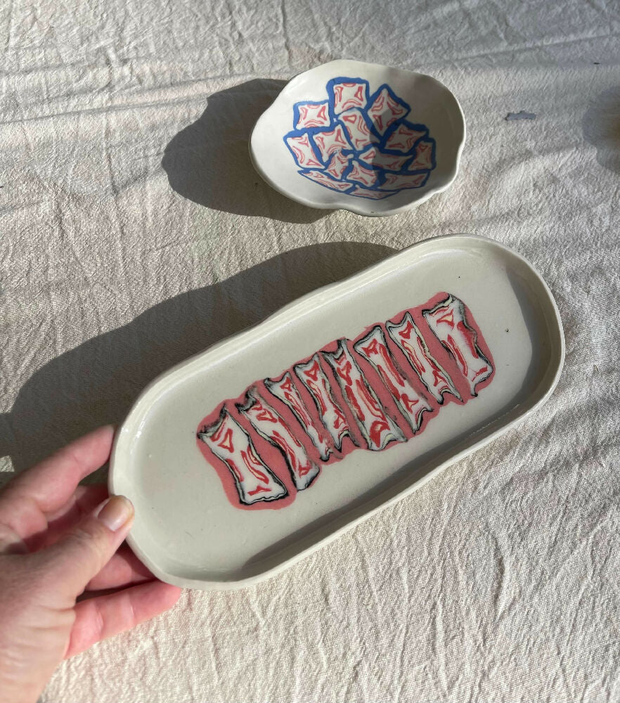 Australian Ceramic Pottery Artist Ana Ceramica Home Decor Kitchen and Dining  Nerikomi Inlay Plate  Tray Dish Handmade Pottery Ceramics