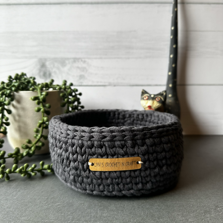 Handmade | Home Decor | Crochet Basket - Charcoal