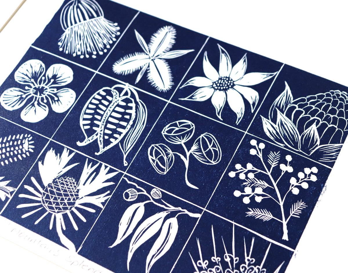 'Mountains Splendour' Original Linocut