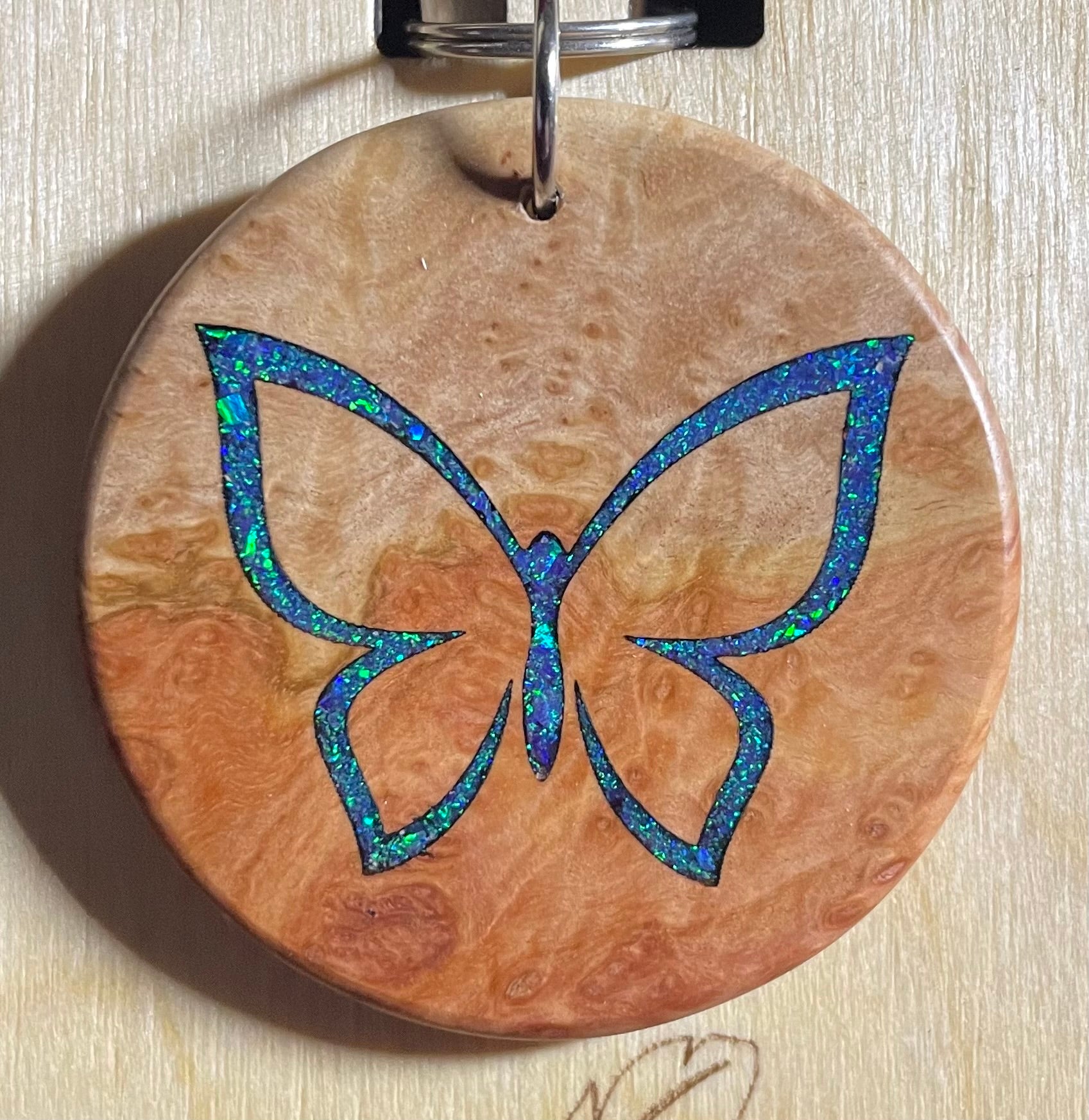 Red Mallee Burl Pendant with opal inlay