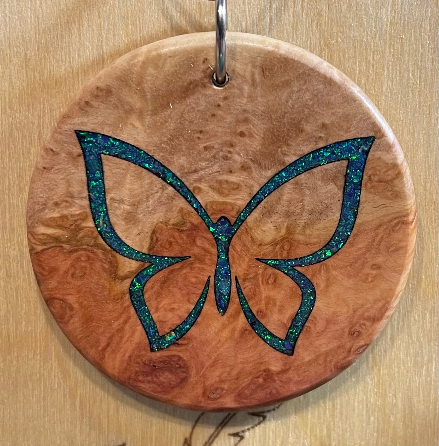 Red Mallee Burl Pendant with opal inlay