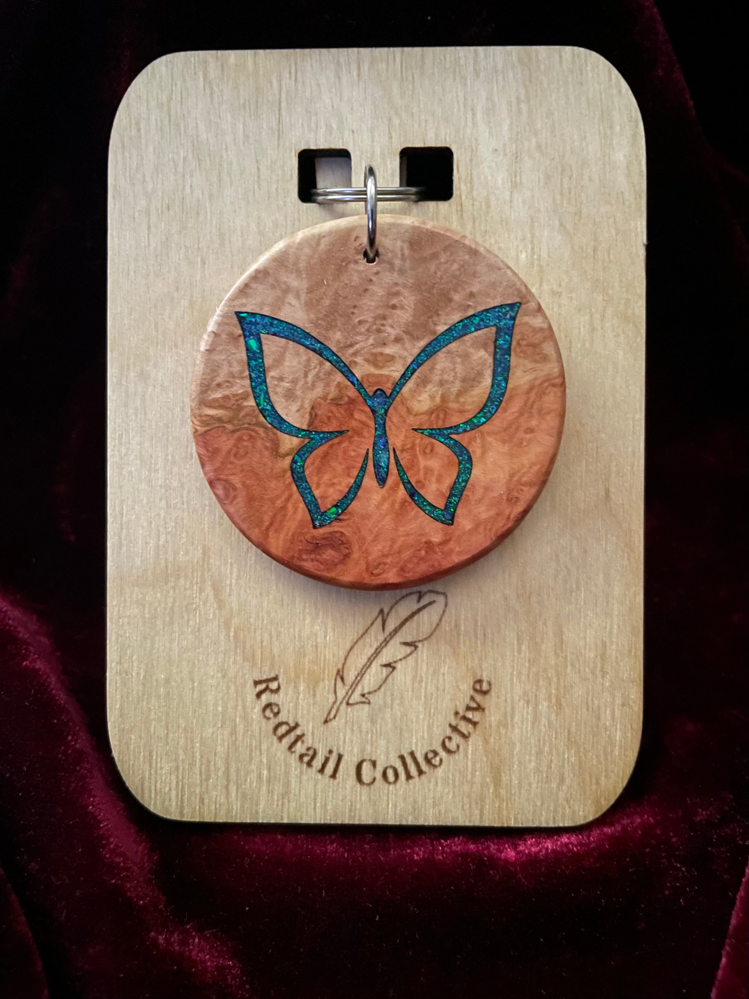 Red Mallee Burl Pendant with opal inlay