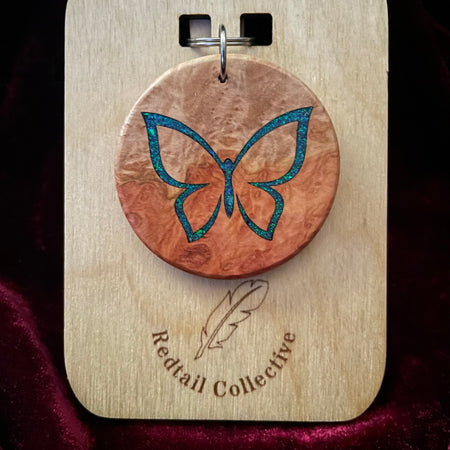 Red Mallee Burl Pendant with opal inlay