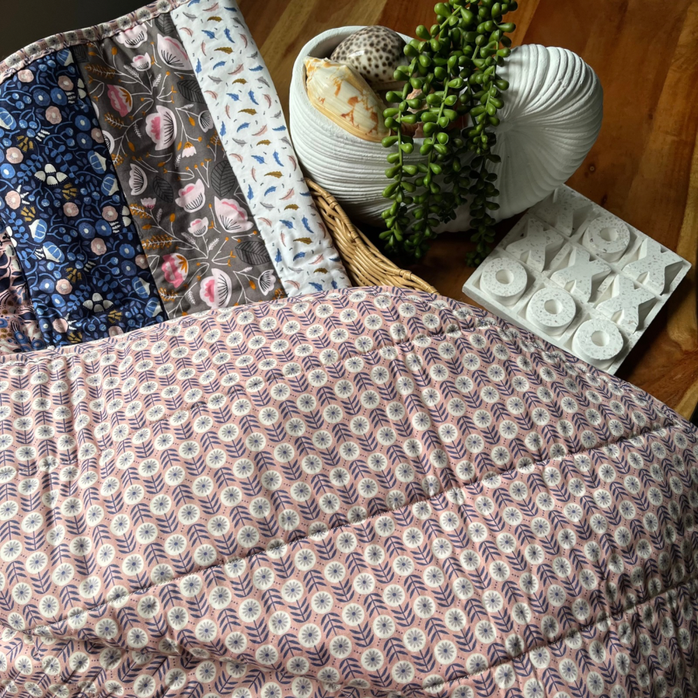 Round Reversible Baby Play Mat — Handmade | 100% Organic Cotton | 100% Cotton Wadding | Neutral tones