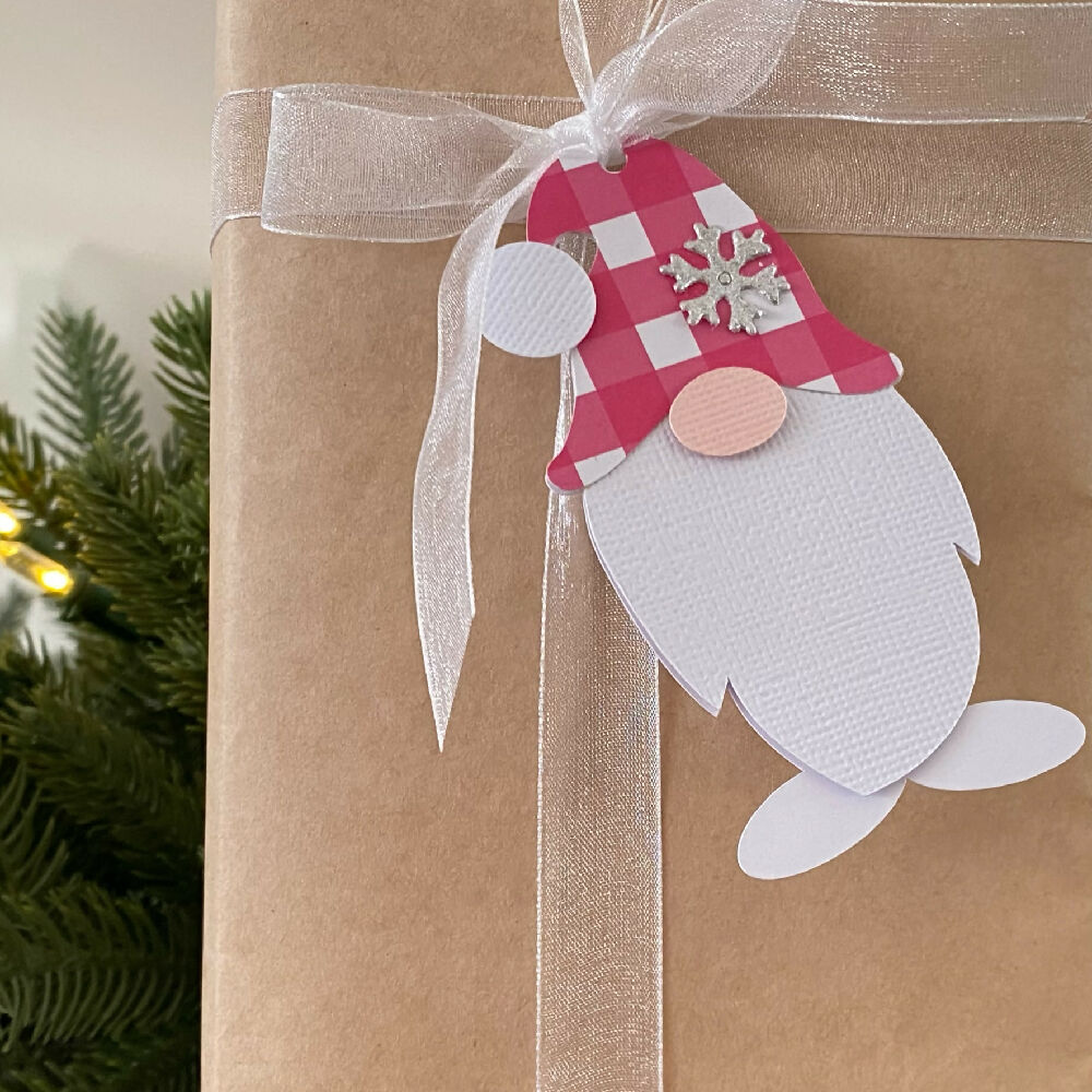 Christmas Gnome gift tags, Xmas gift wrapping. Garden gnome tag.