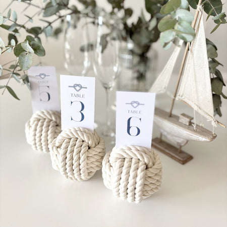 Monkey Fist Nautical Knots - Table Number Holder - Set of 3