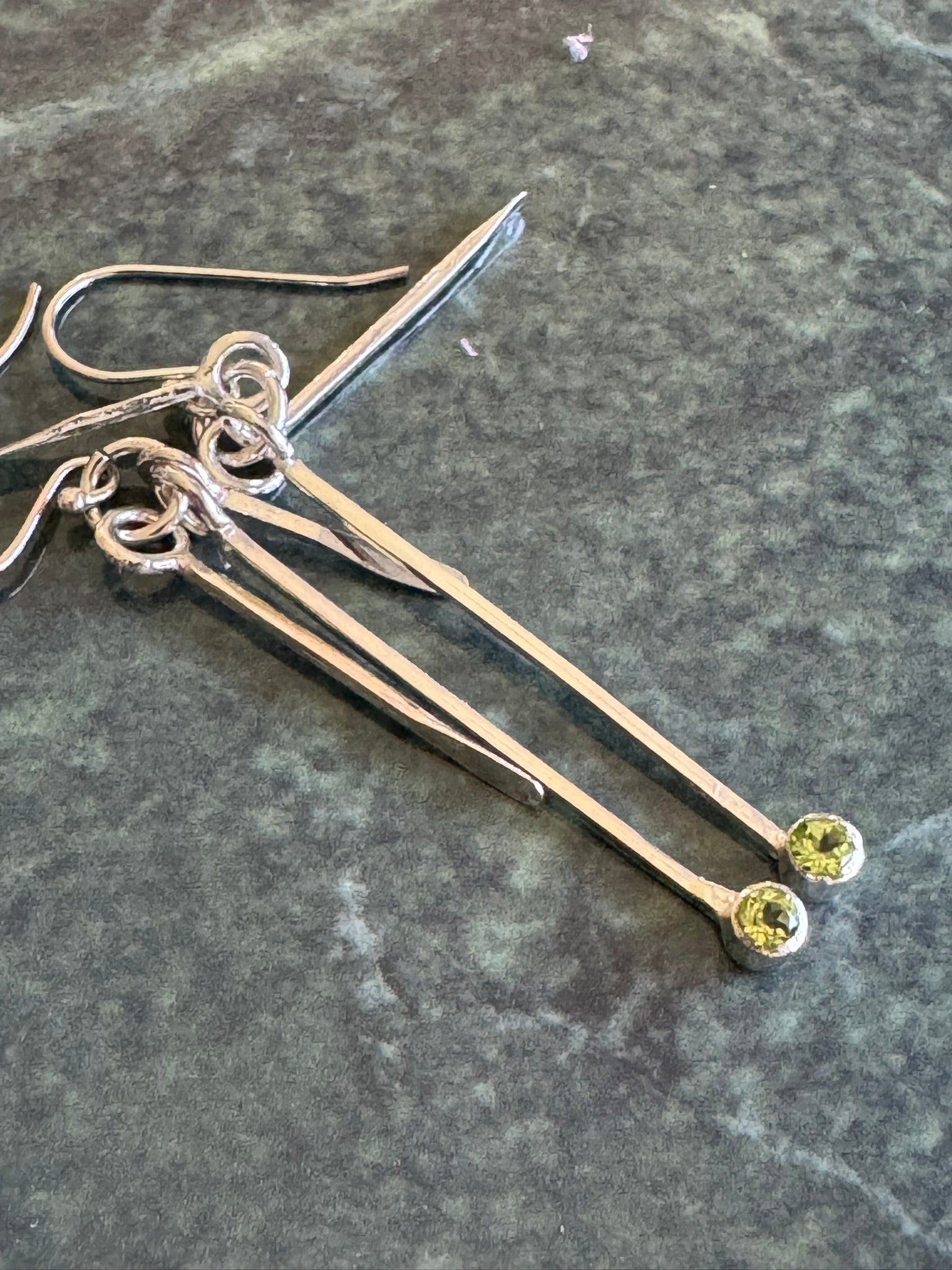 Sterling Silver Drop Earrings with Peridot