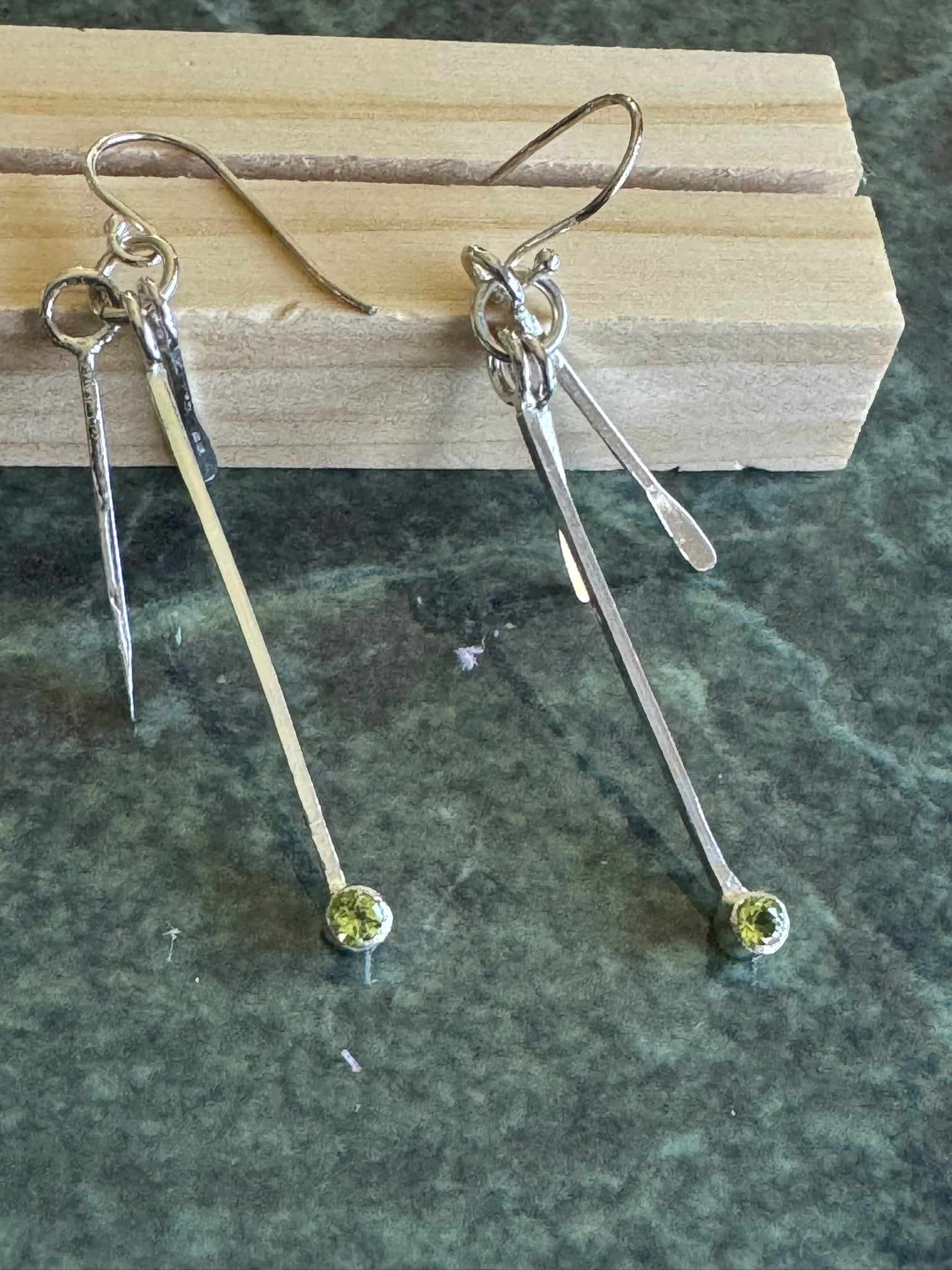 Sterling Silver Drop Earrings with Peridot