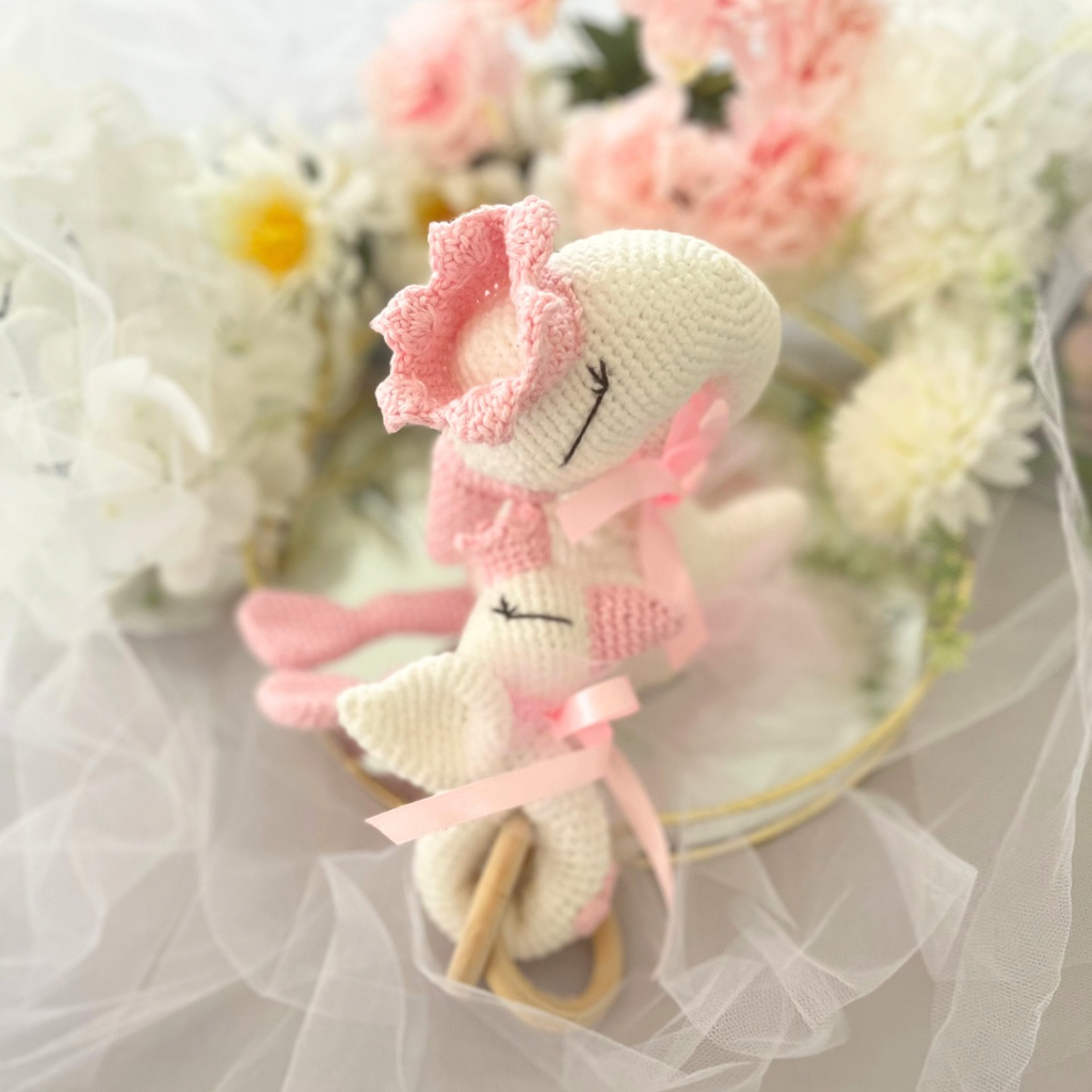 Handmade Crochet Princess Swan and Grasping Toy Baby Gift Set