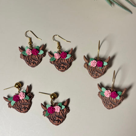 “Charlotte “ Highland Cow Earrings