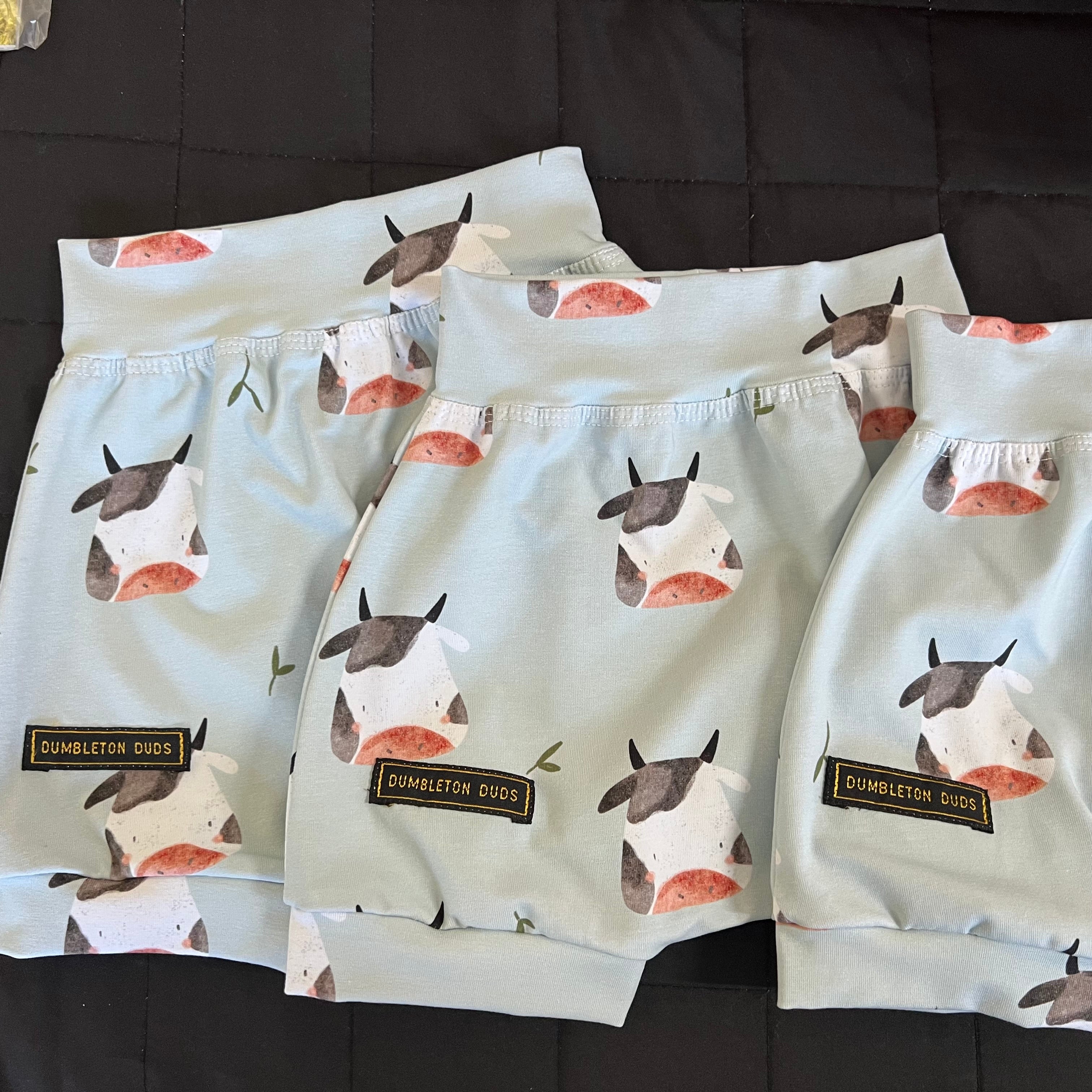 Cows! | Sizes 000, 00, 0, 1, 2 | Handmade Baby Pants by Dumbleton Duds | FREE Postage Orders $50+