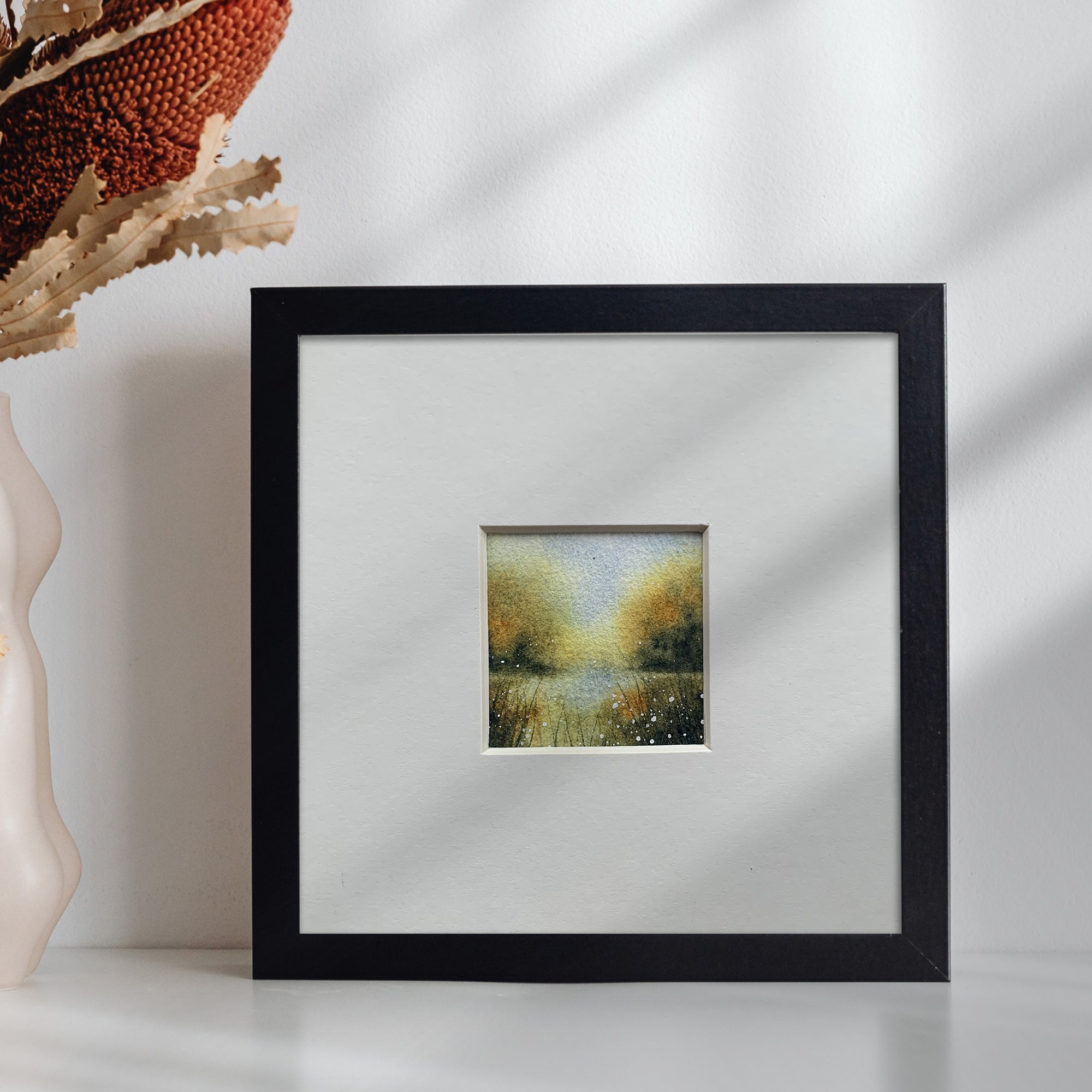 Autumn Landscape Hand-painted Watercolour Artwork - 2.5x2.5"