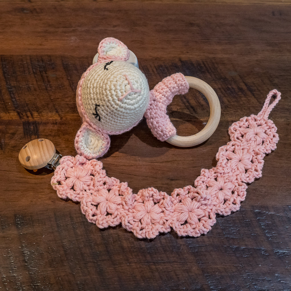 Baby Lovey / Comforter Sets - Lovey, Rattle, Bath Towel, Pacifier Clip