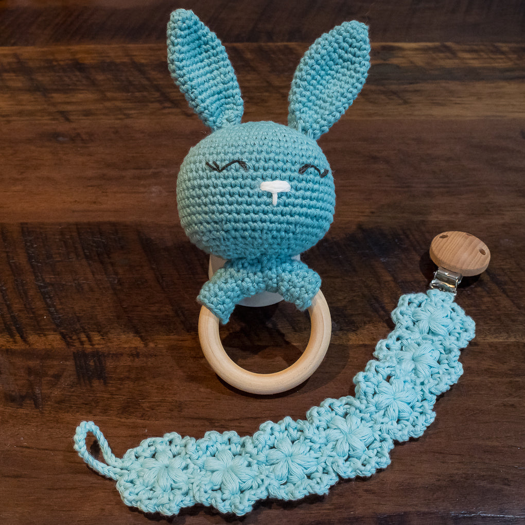 Baby Lovey / Comforter Sets - Lovey, Rattle, Bath Towel, Pacifier Clip