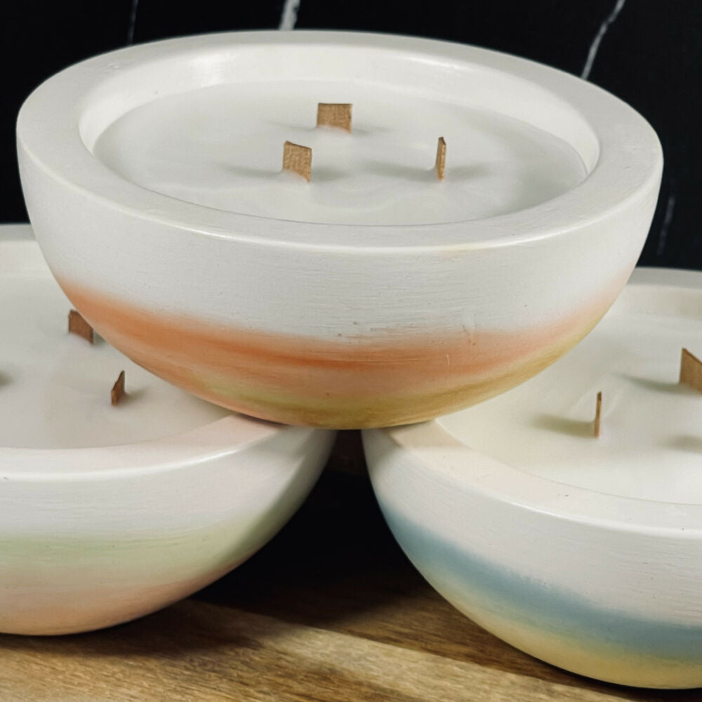 Handcrafted Candle Bowl - Apricot, Spice & White