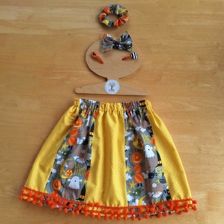 Halloween Skirt | Hairclips & Scrunchie Set |Size 5