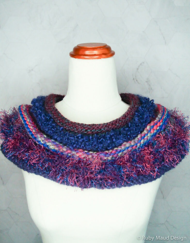 Paisley Purples Hand Knitted Cowl