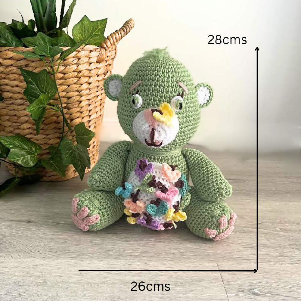 Crochet Teddy Bear, Handmade Teddy Bear Sage