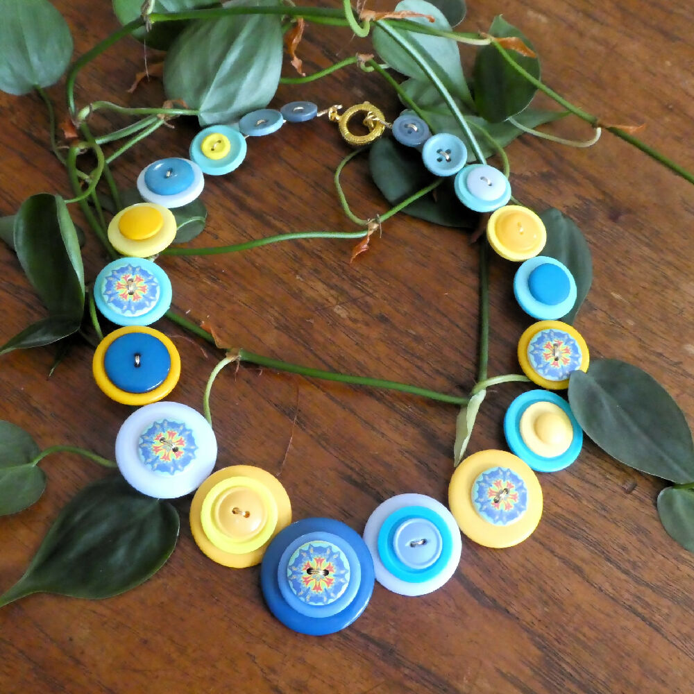 Blue Mandala necklace and earrings.