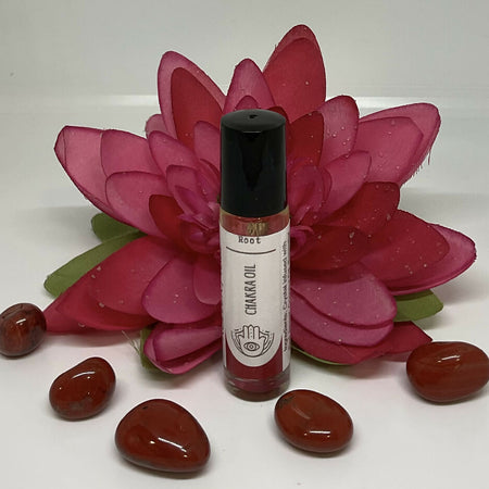 ROOT Chakra essential oil Roller Crystal infused with Red Jasper