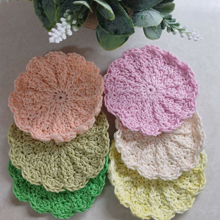 Crochet face scrubbies in 100% cotton