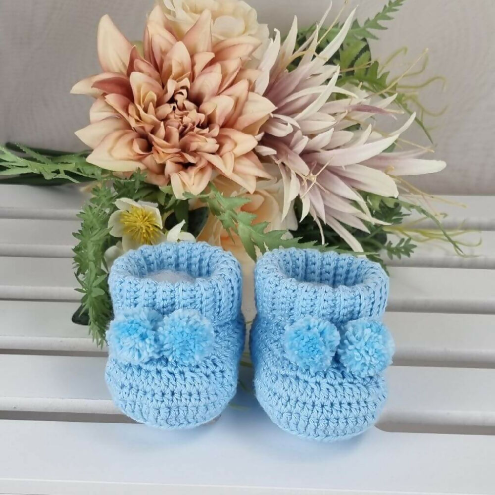 Blue Australian Cotton Baby Booties Newborn Gender Reveal 7.7