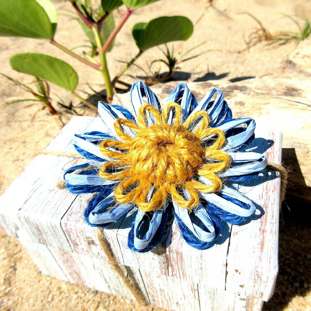 Flower Gift Tag Topper Beach Decoration Embellishment Handmade Style 1