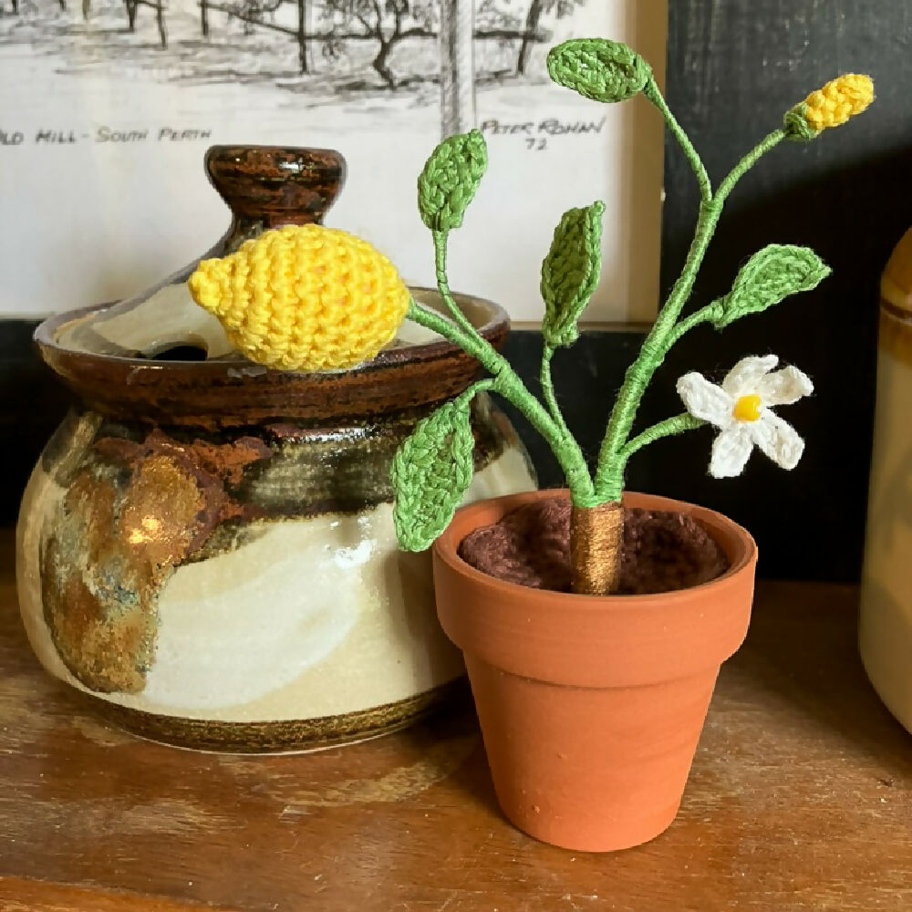 Miniature Cotton Crochet Lemon Tree