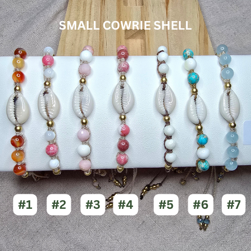 Cowrie Shell and Gemstone Macrame Bracelet