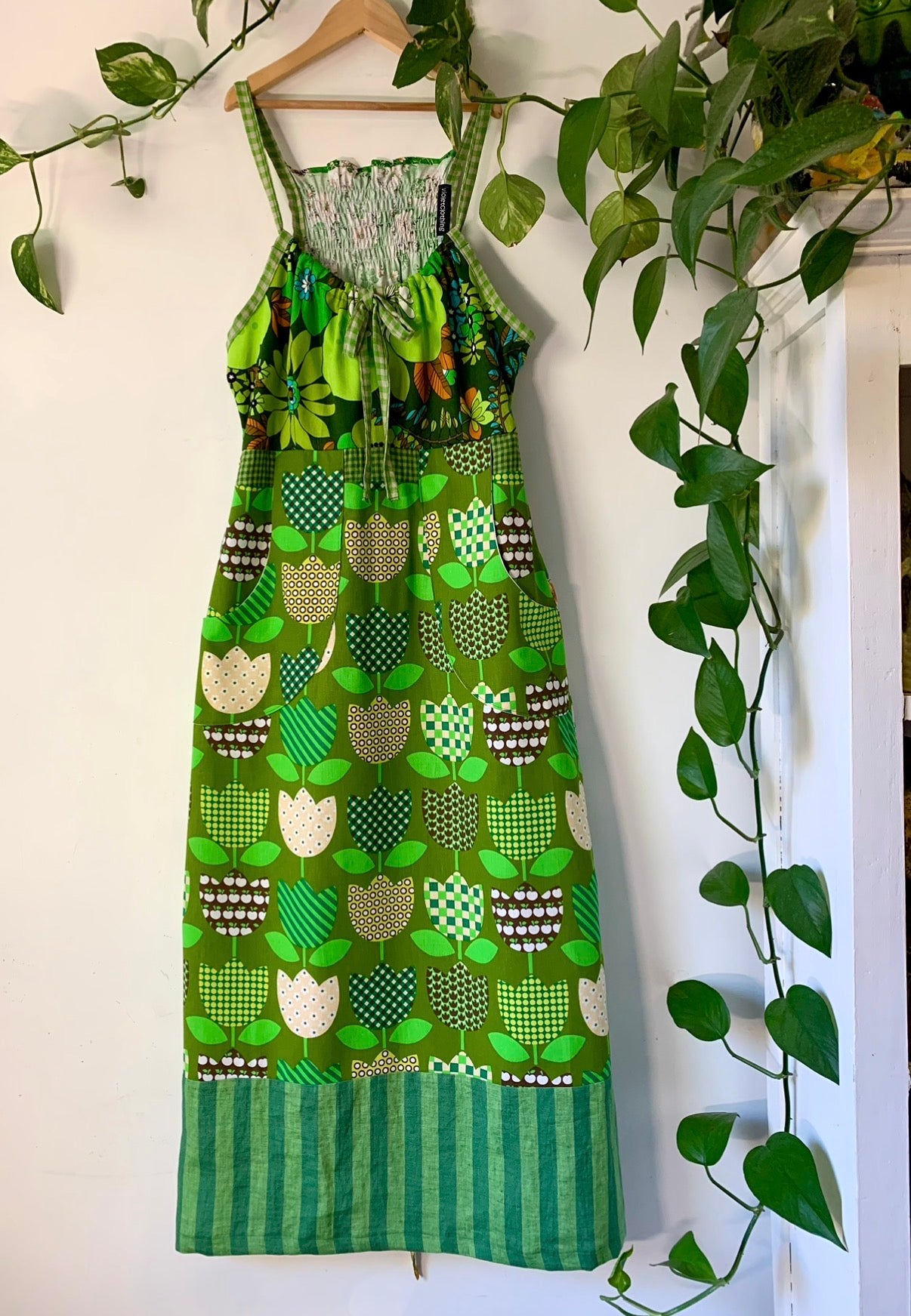 gorgeous patchwork vintage fabric dress - medium 10-12 - violetclothing - free postage