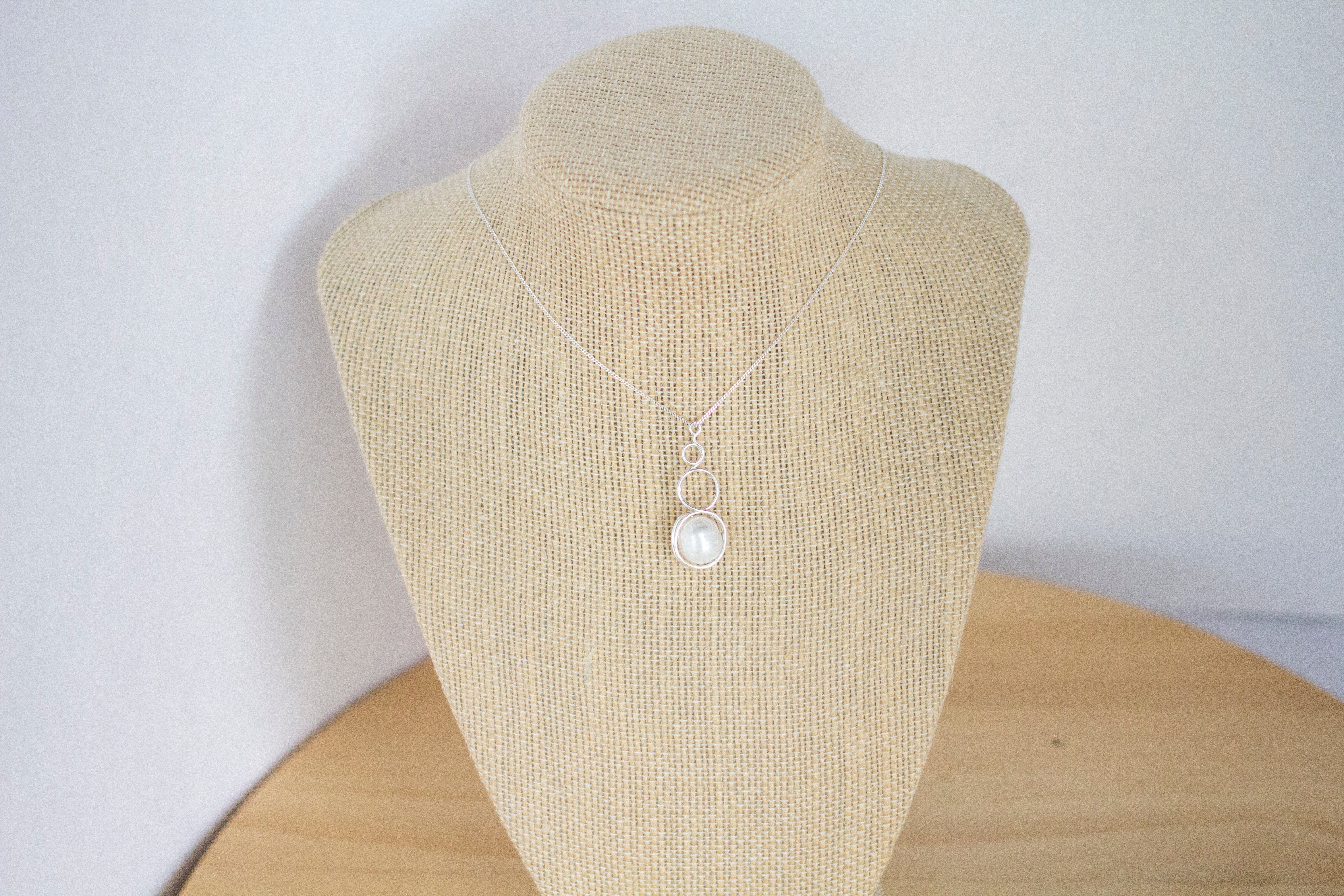 Sterling Silver Baroque Pearl Loop Pendant Necklace | Luxury Jewellery Gift Idea