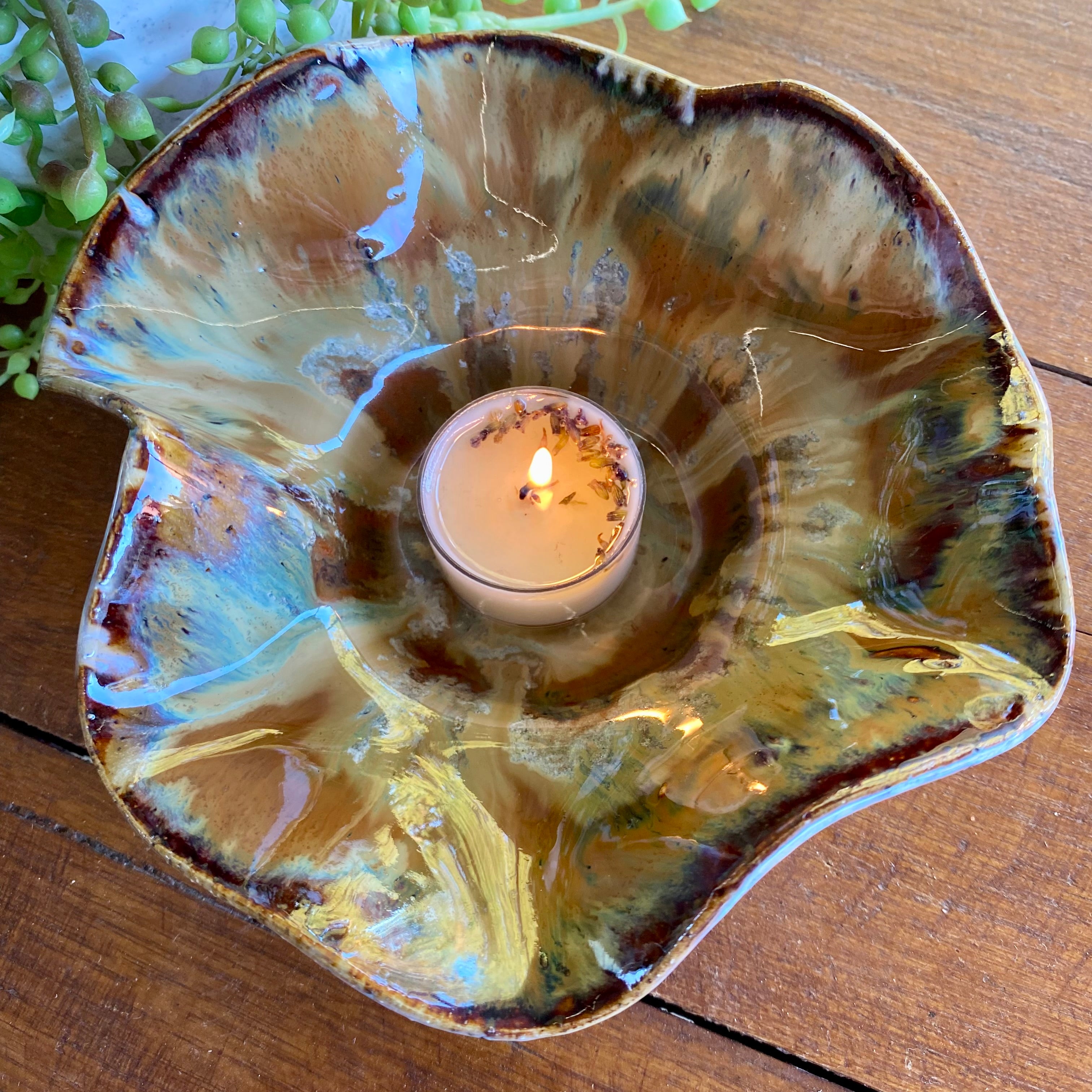Organic Wave Bowls with Removable Dome Ikebana|Handmade Pottery