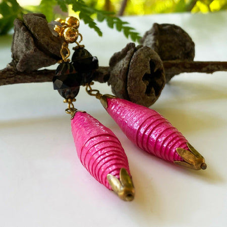 Pink Paper Earrings