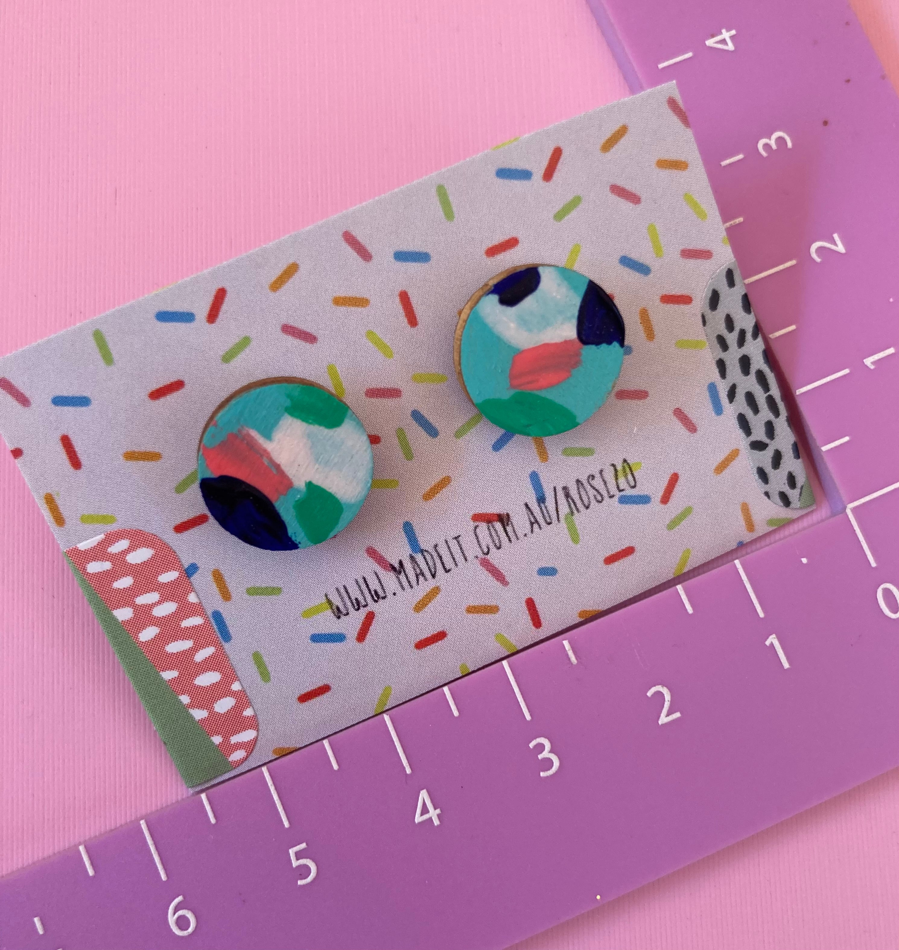 Hand painted circle studs