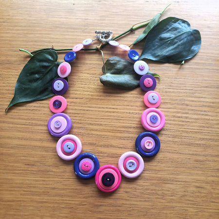 Button necklace - Think Pink