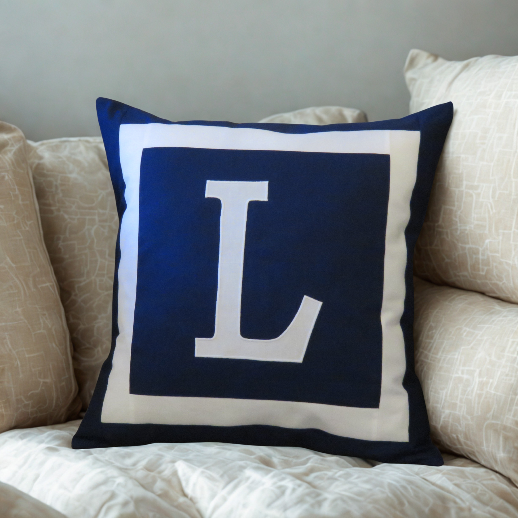 Monogram Initial Cushion Cover, Handmade Cotton Pillow , Scatter Cushions