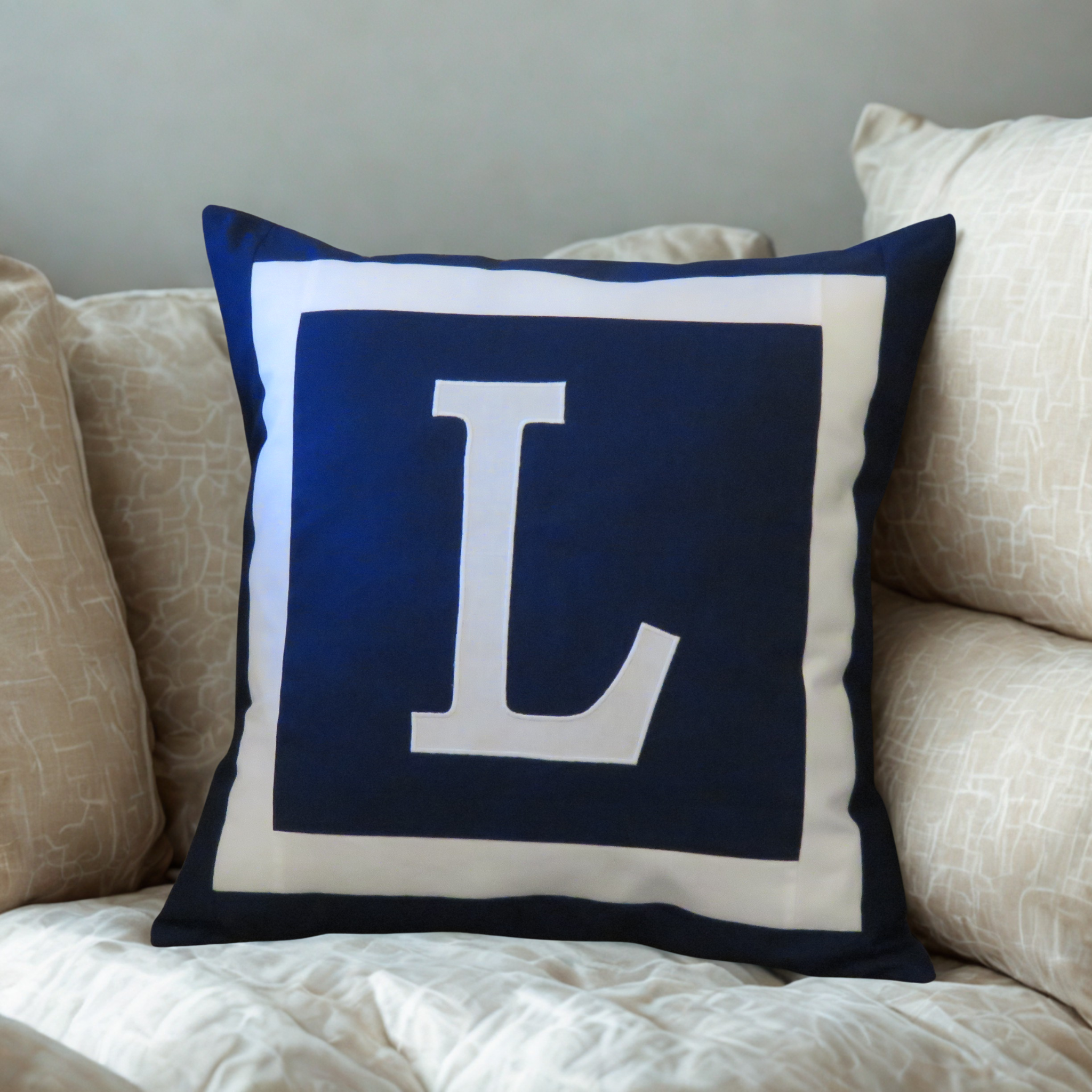 Monogram Initial Cushion Cover, Handmade Cotton Pillow , Scatter Cushions