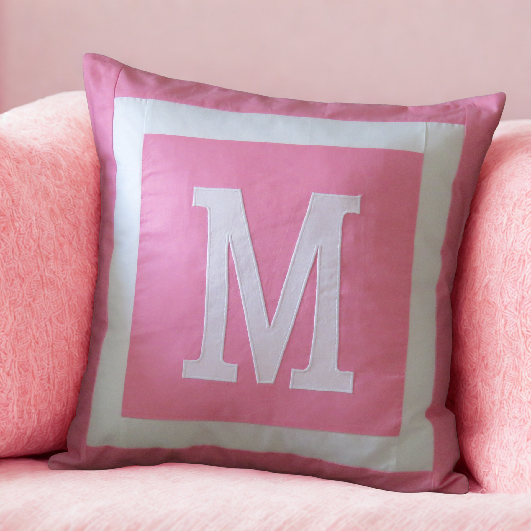 Monogram Initial Cushion Cover, Handmade Cotton Pillow , Scatter Cushions