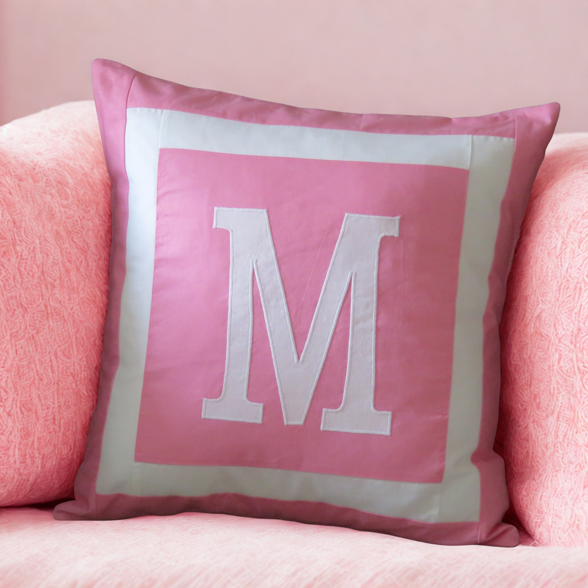 Monogram Initial Cushion Cover, Handmade Cotton Pillow , Scatter Cushions