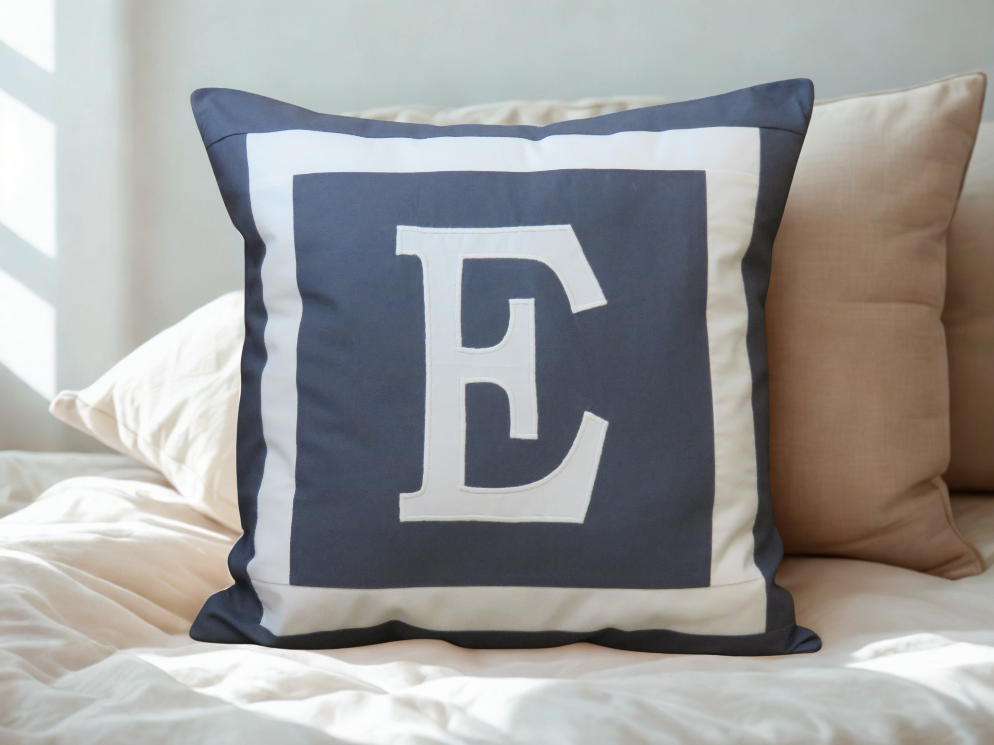 Monogram Initial Cushion Cover, Handmade Cotton Pillow , Scatter Cushions