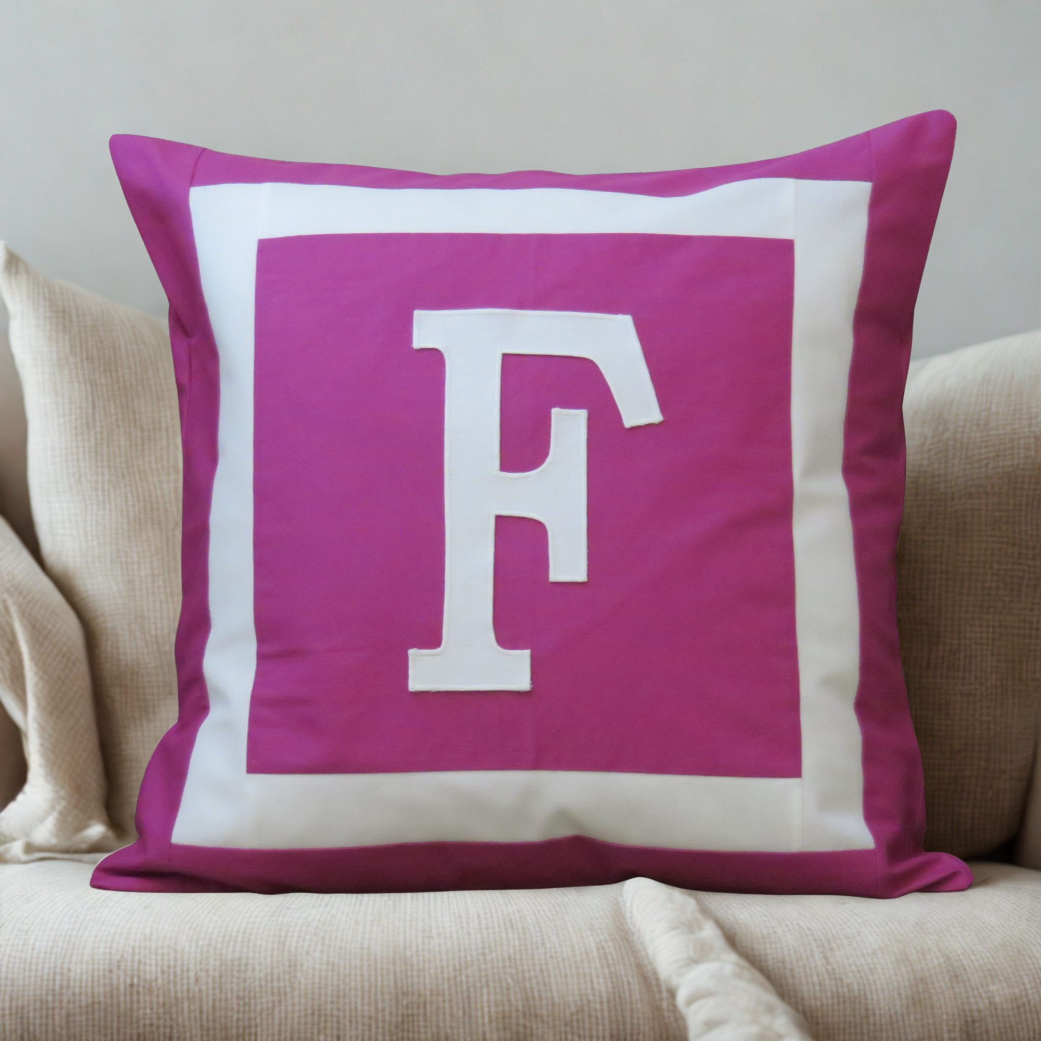 Monogram Initial Cushion Cover, Handmade Cotton Pillow , Scatter Cushions