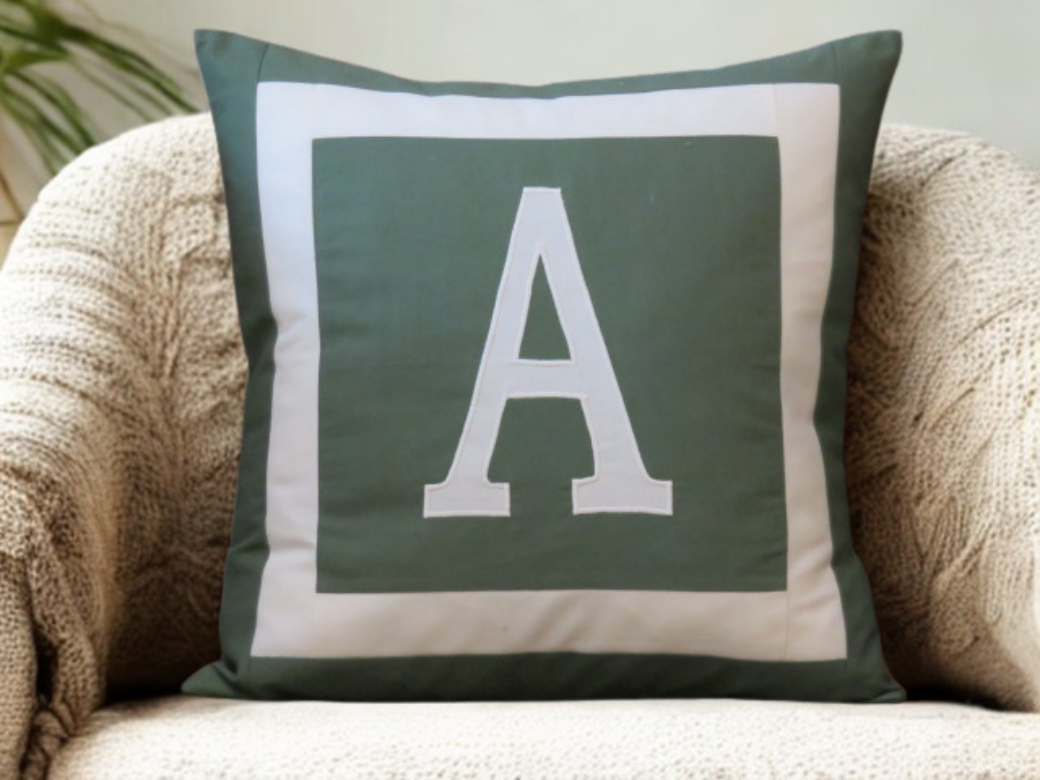 Monogram Initial Cushion Cover, Handmade Cotton Pillow , Scatter Cushions