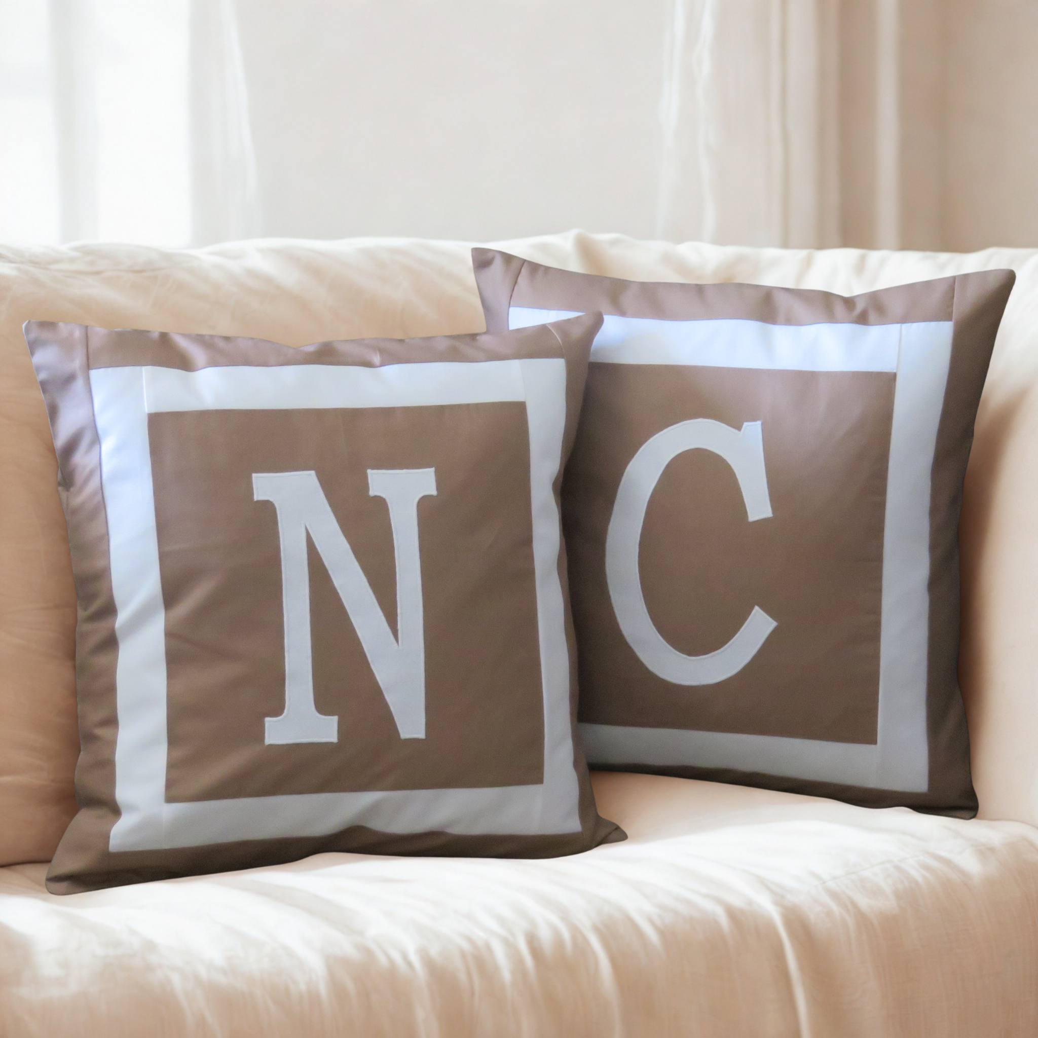 Monogram Initial Cushion Cover, Handmade Cotton Pillow , Scatter Cushions