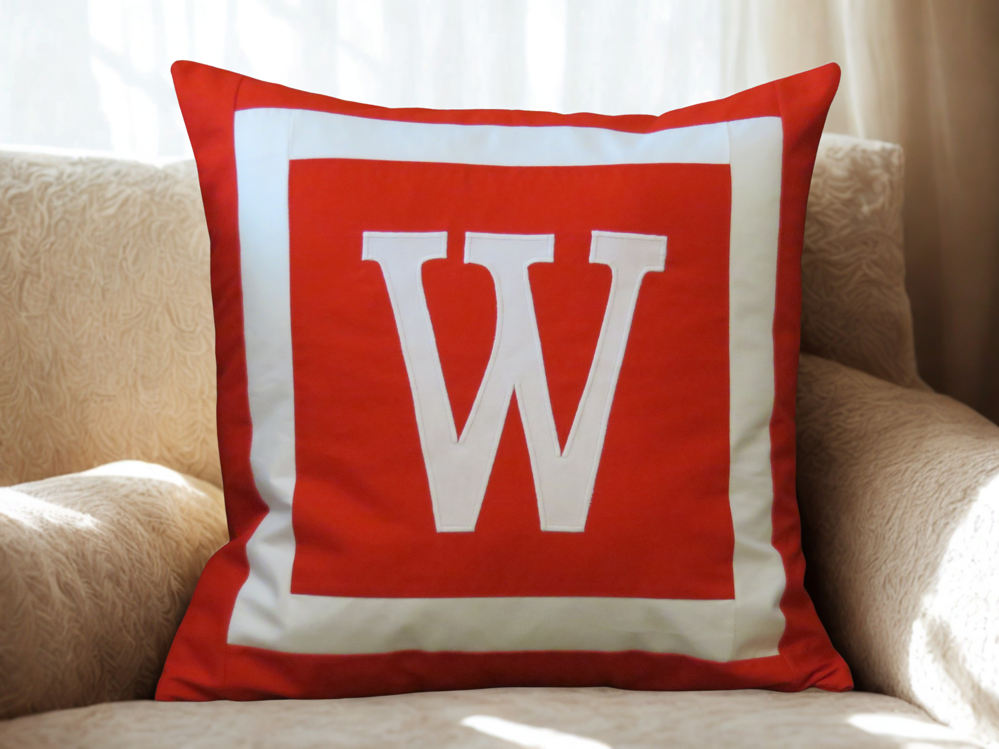 Monogram Initial Cushion Cover, Handmade Cotton Pillow , Scatter Cushions
