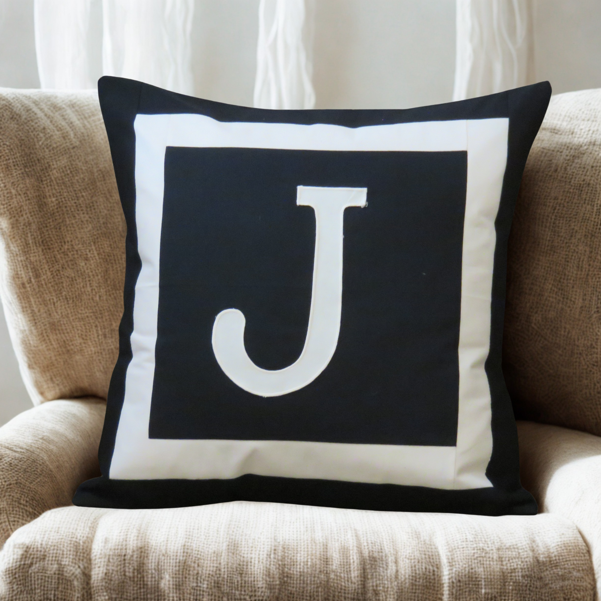 Monogram Initial Cushion Cover, Handmade Cotton Pillow , Scatter Cushions