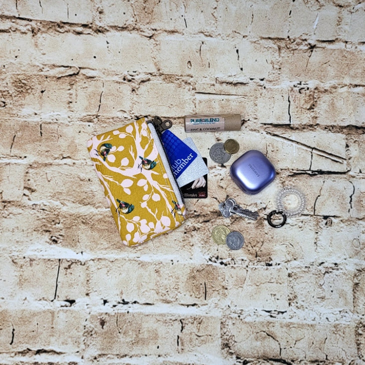 Mustard Birds Double Coin Purse